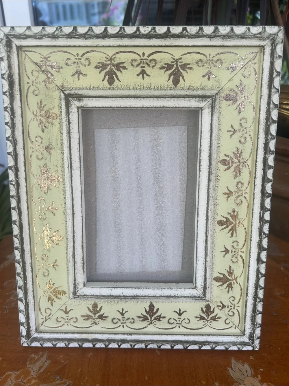 Picture Frame in Sage Green with Gold Leaf Accents